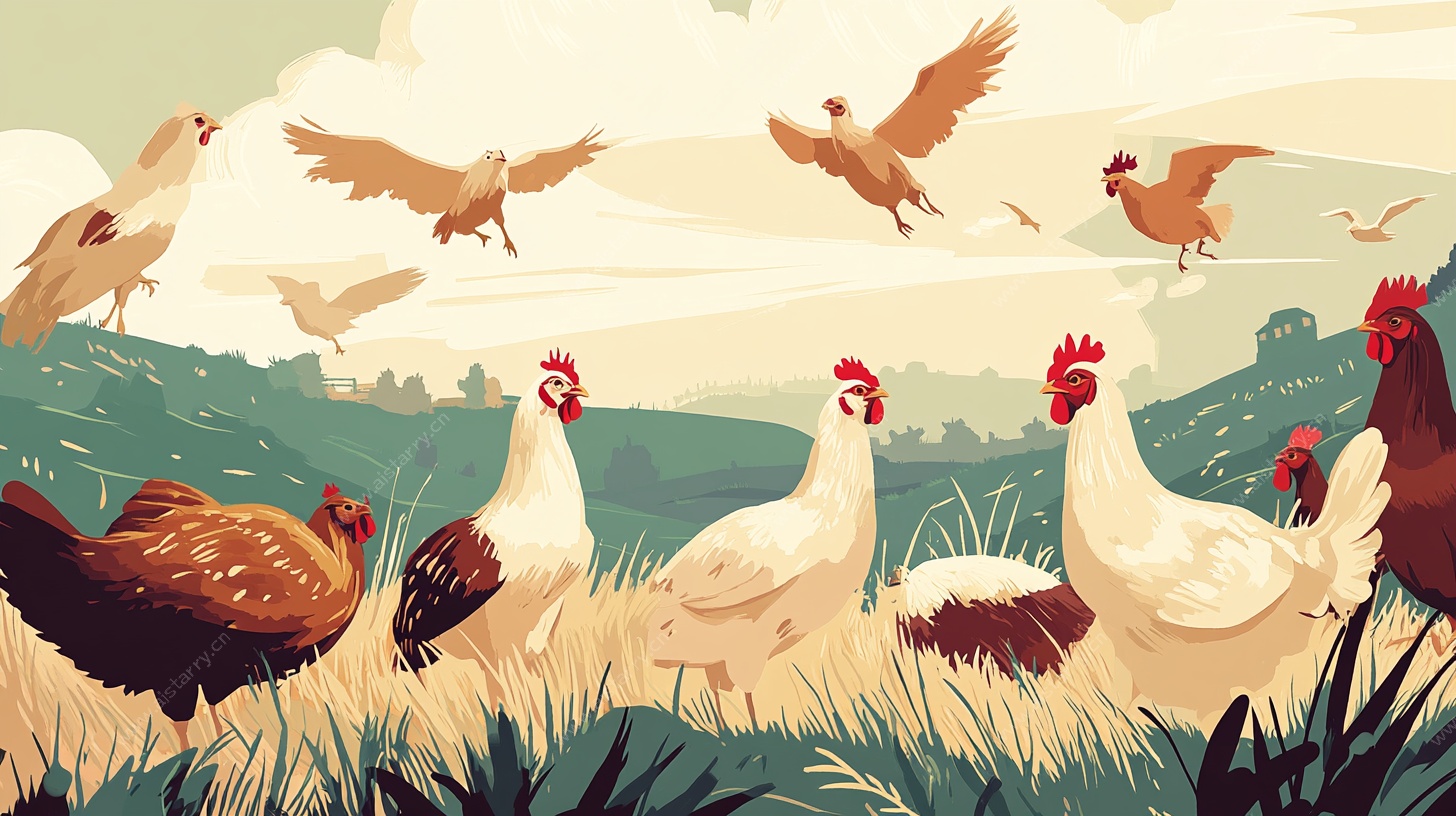 田园群鸡图