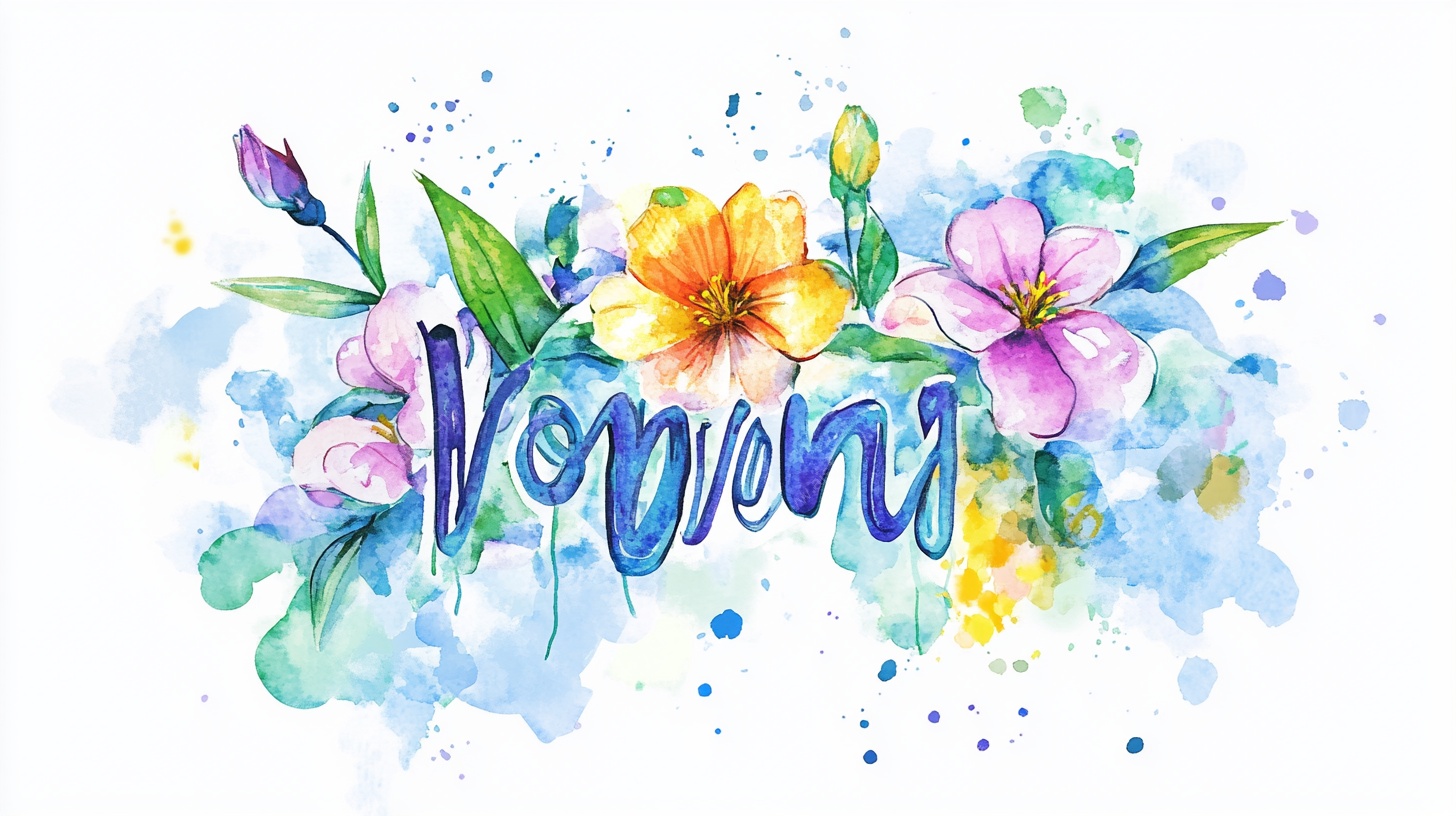 水彩花卉人名装饰画