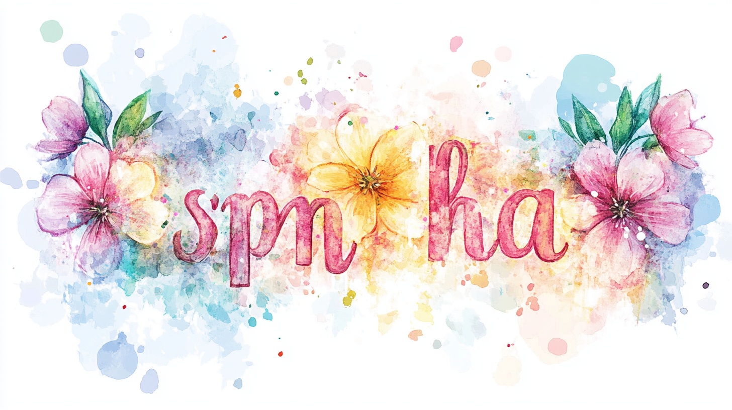 水彩花卉字母装饰图案