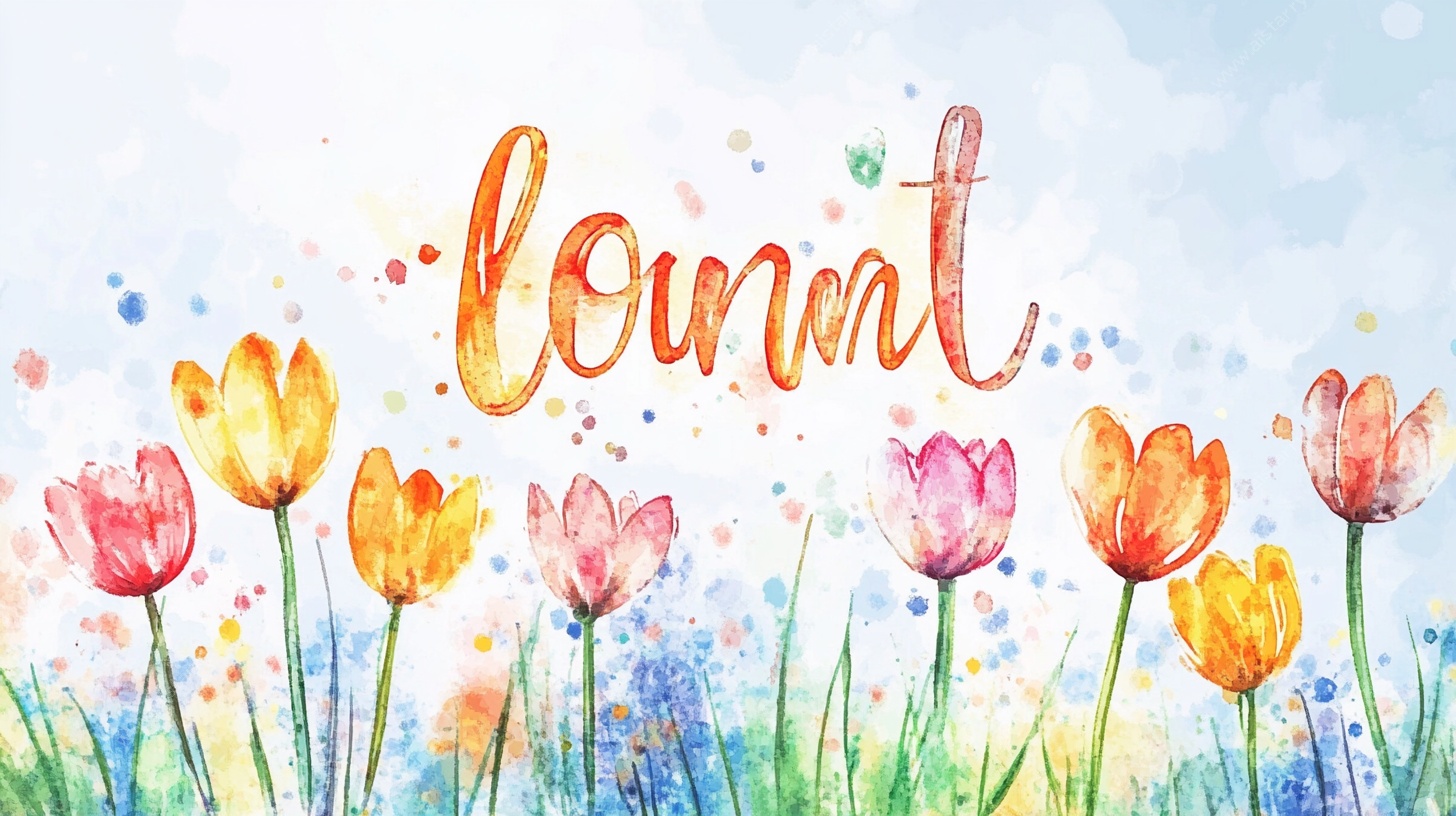 水彩郁金香手账封面图