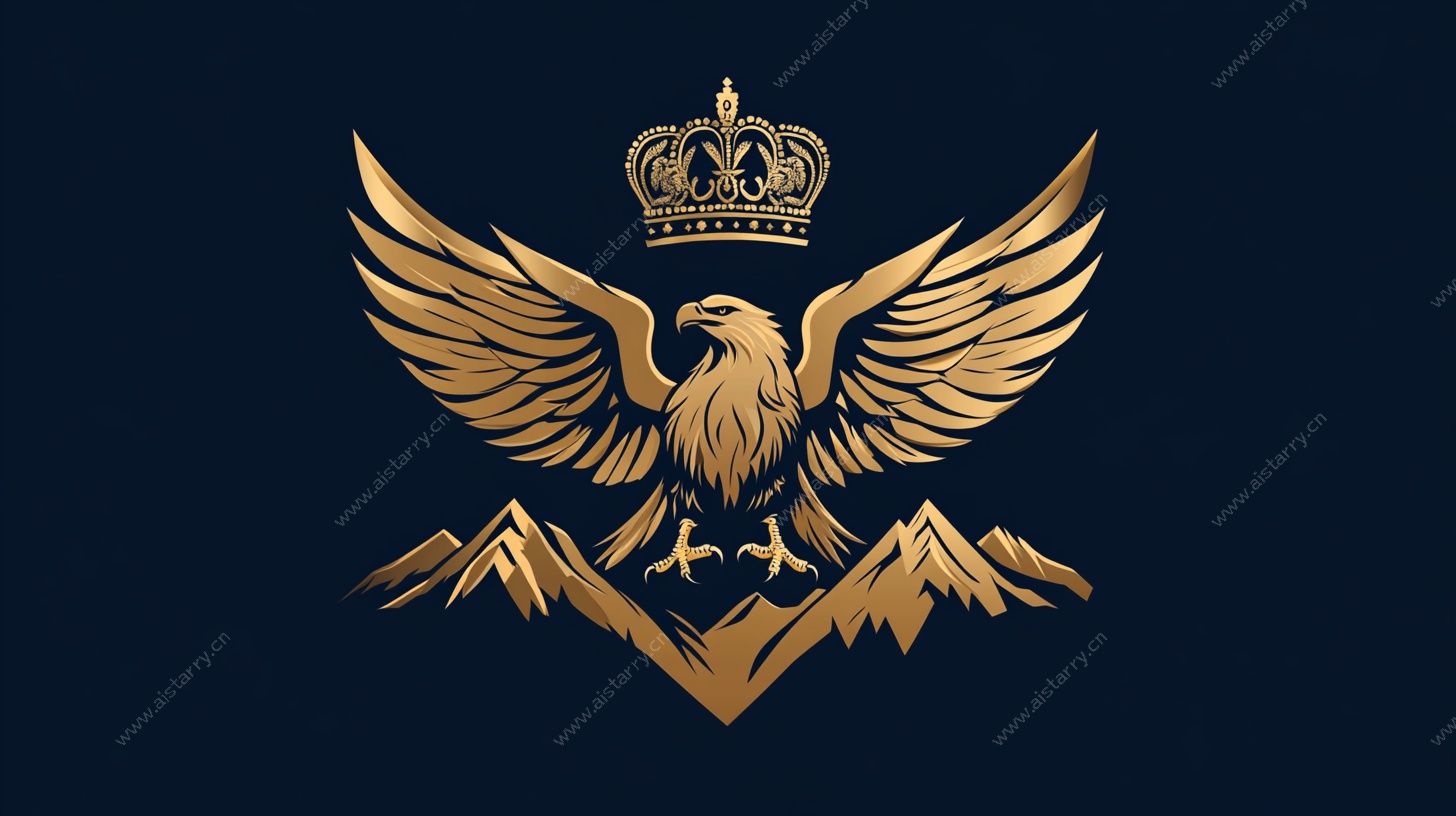 金色雄鹰皇冠标志设计