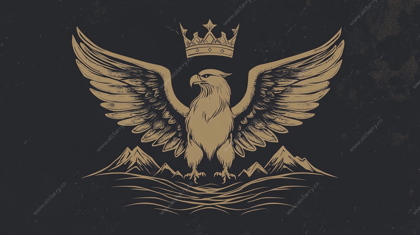 金色飞鹰皇冠标志设计