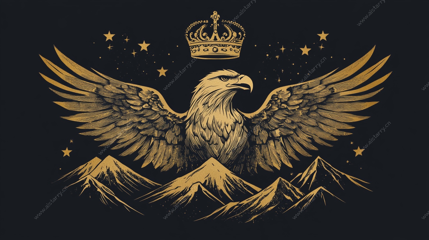 金色雄鹰冠顶山景图腾