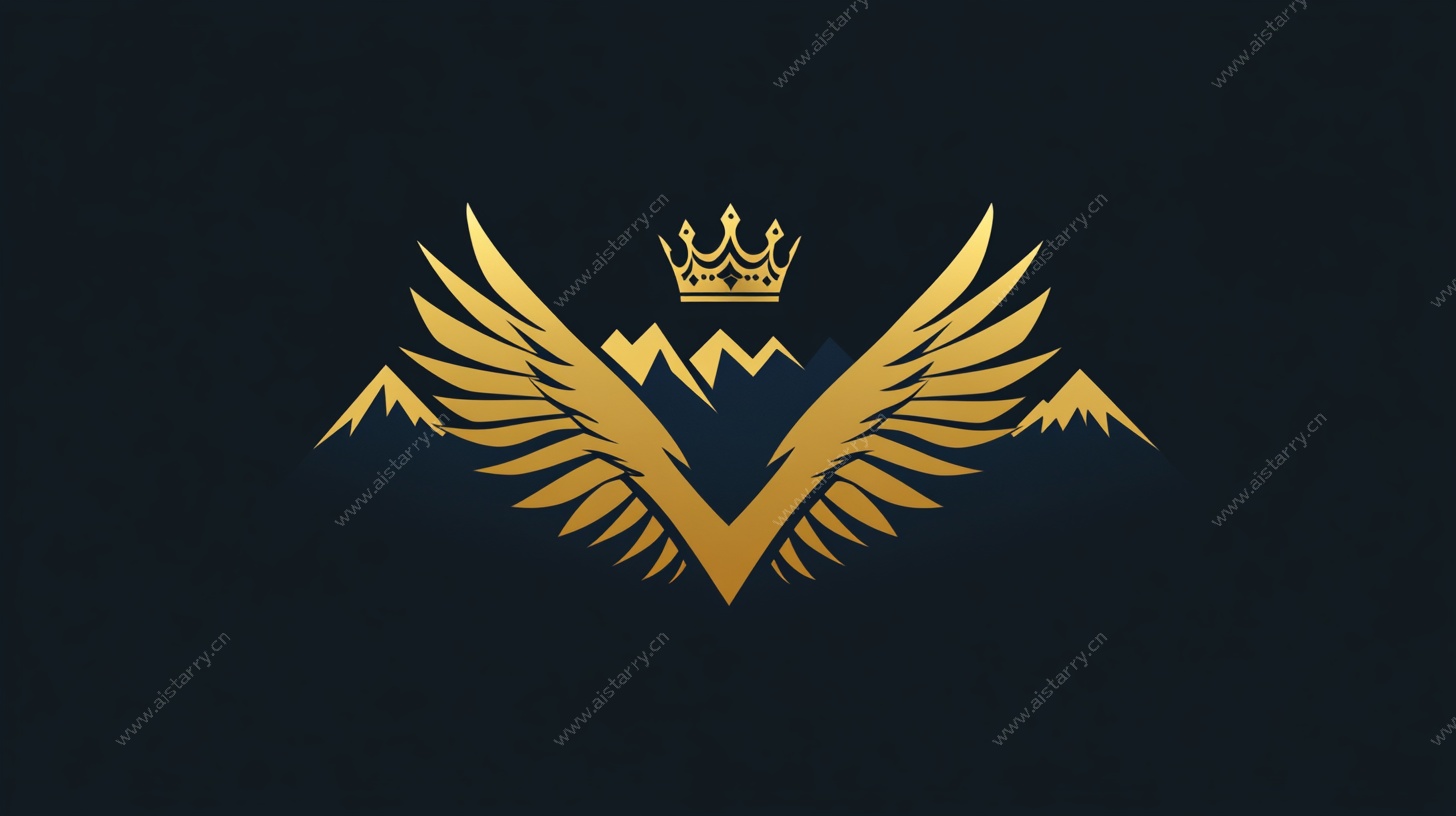 金色翅膀皇冠标志设计