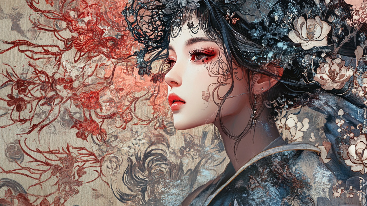 古风奇幻美人侧颜图