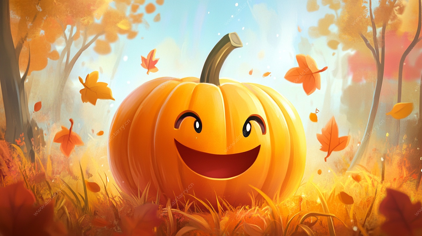 欢乐南瓜的秋日森林场景