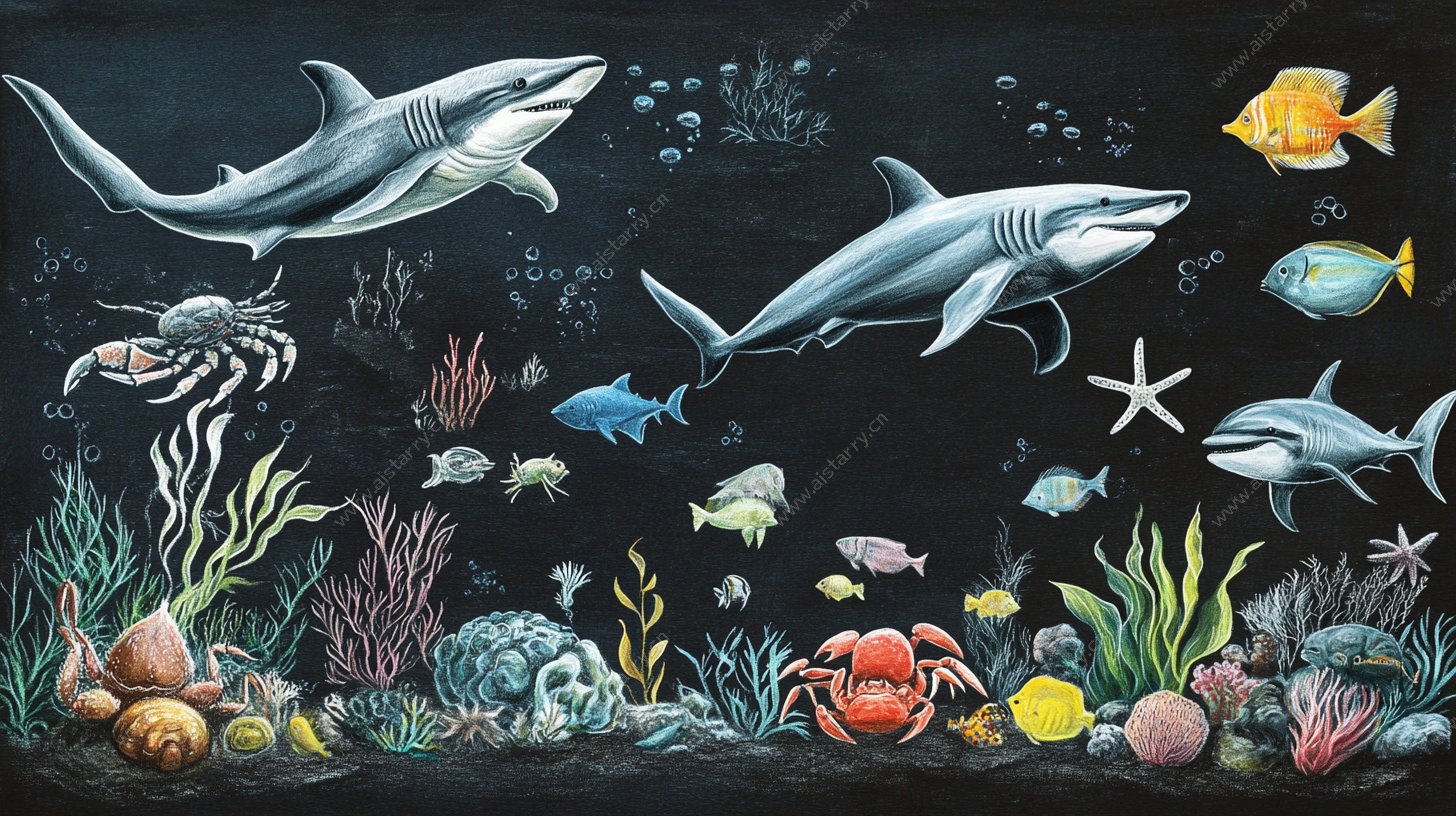 海底世界海洋生物插画
