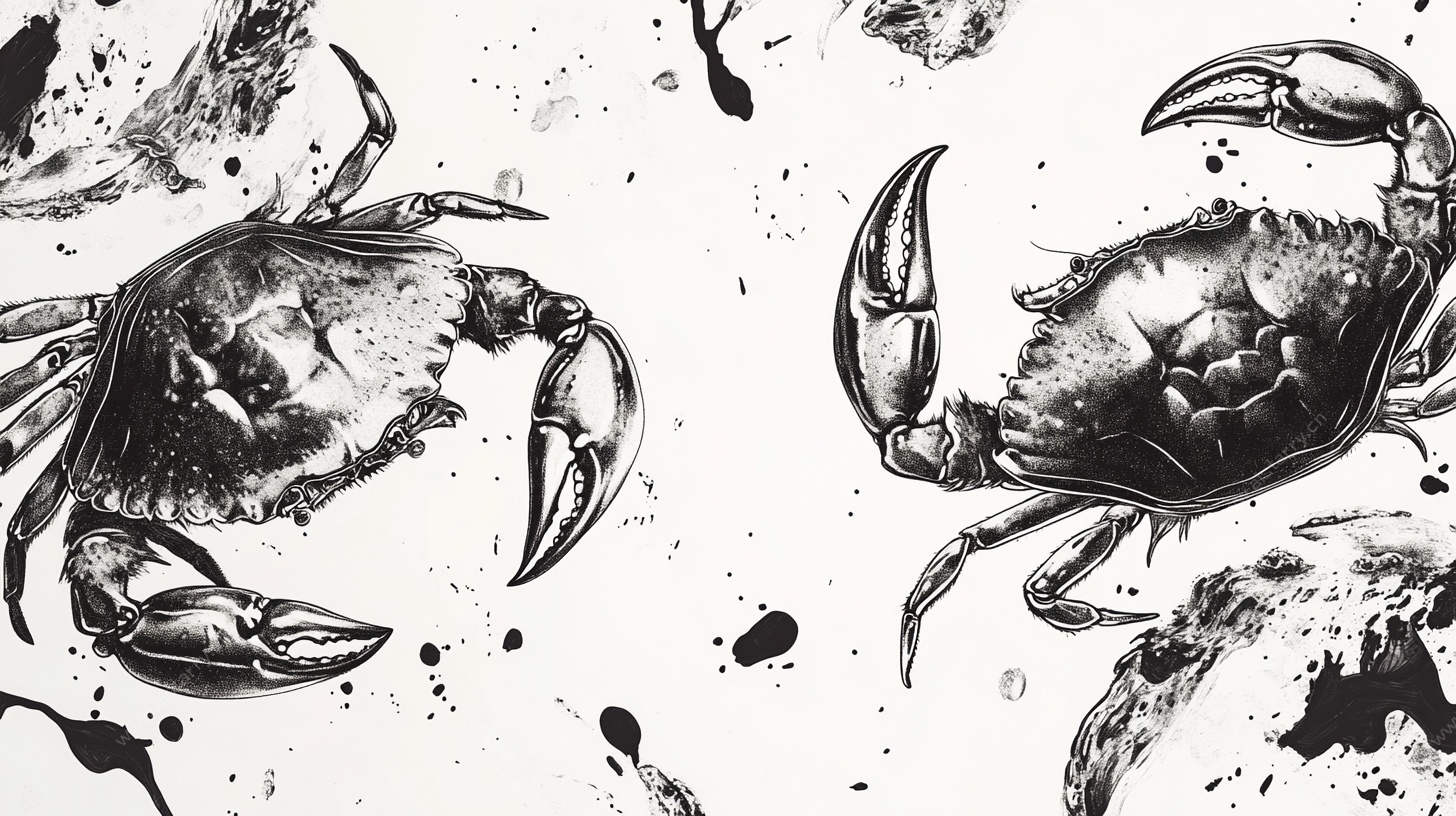 水墨风格双蟹图