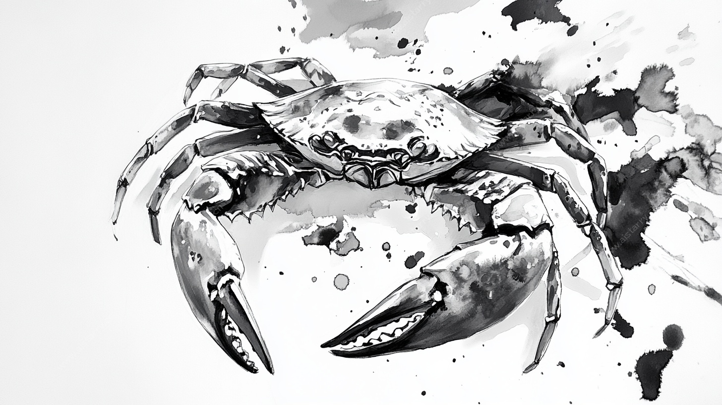 水墨风格螃蟹图