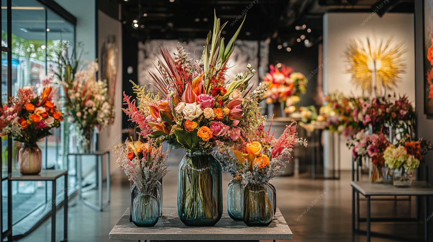 花店绚丽插花展示