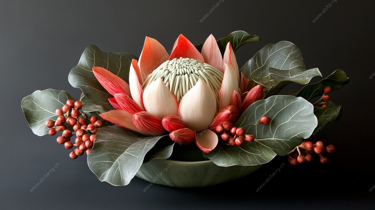 精美莲花叶果装饰摆件