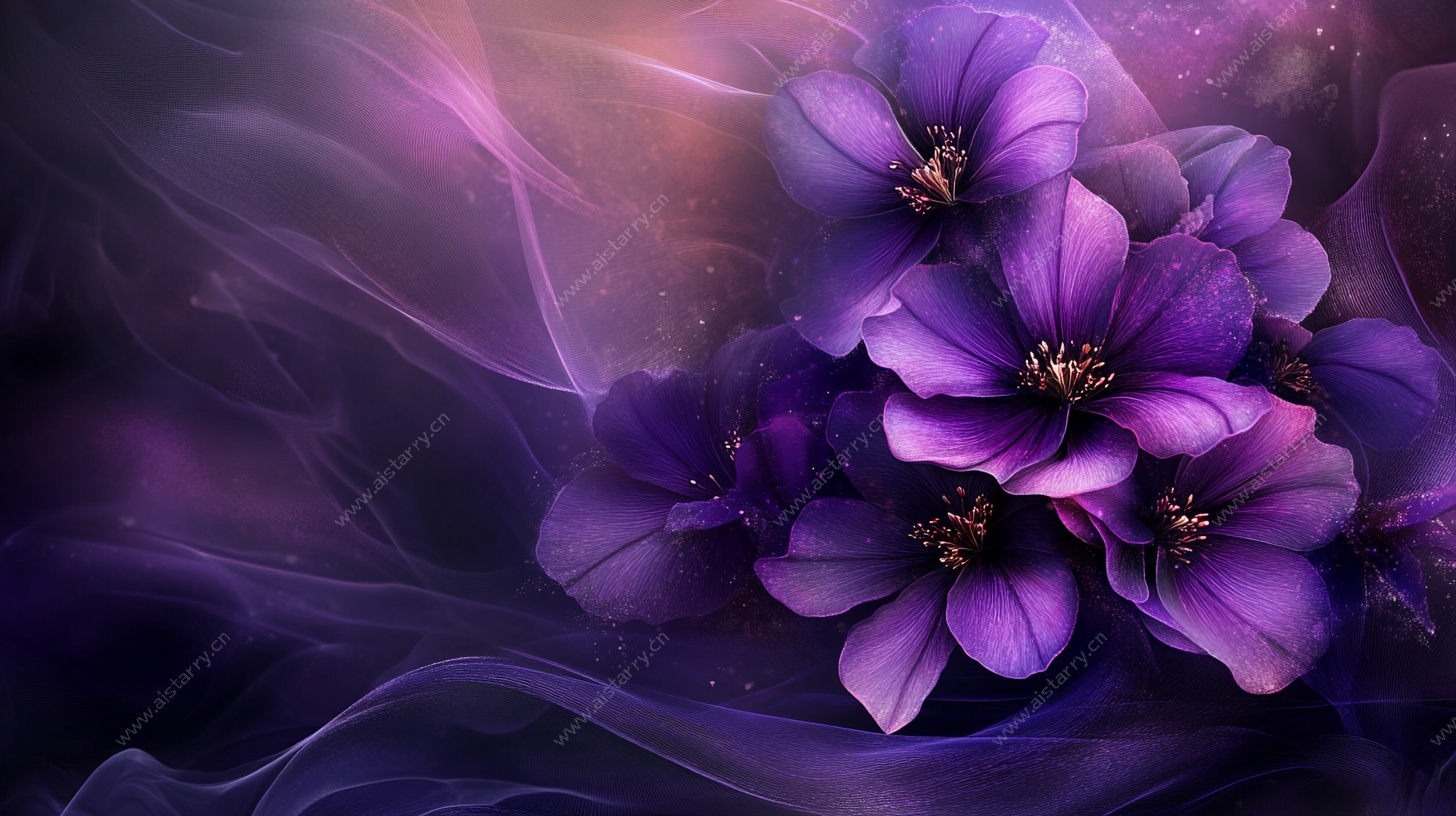 梦幻紫色花卉艺术背景图