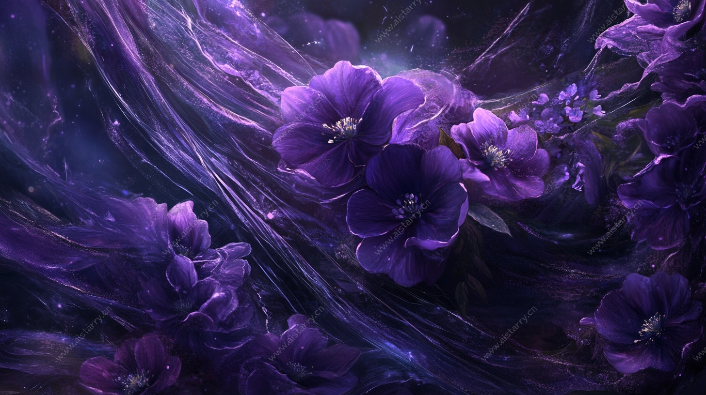 梦幻紫色花卉抽象艺术图