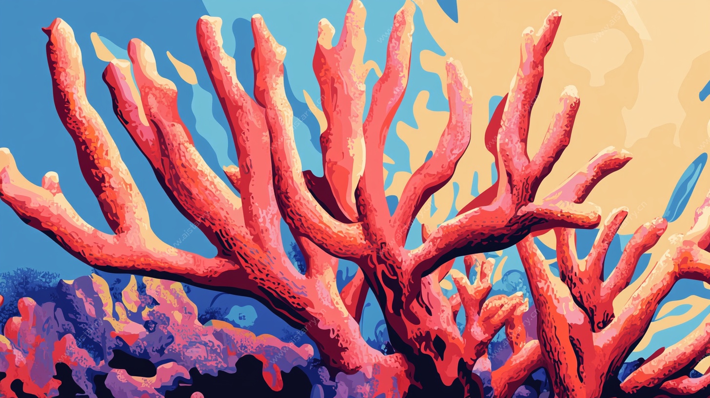 鲜艳珊瑚插画