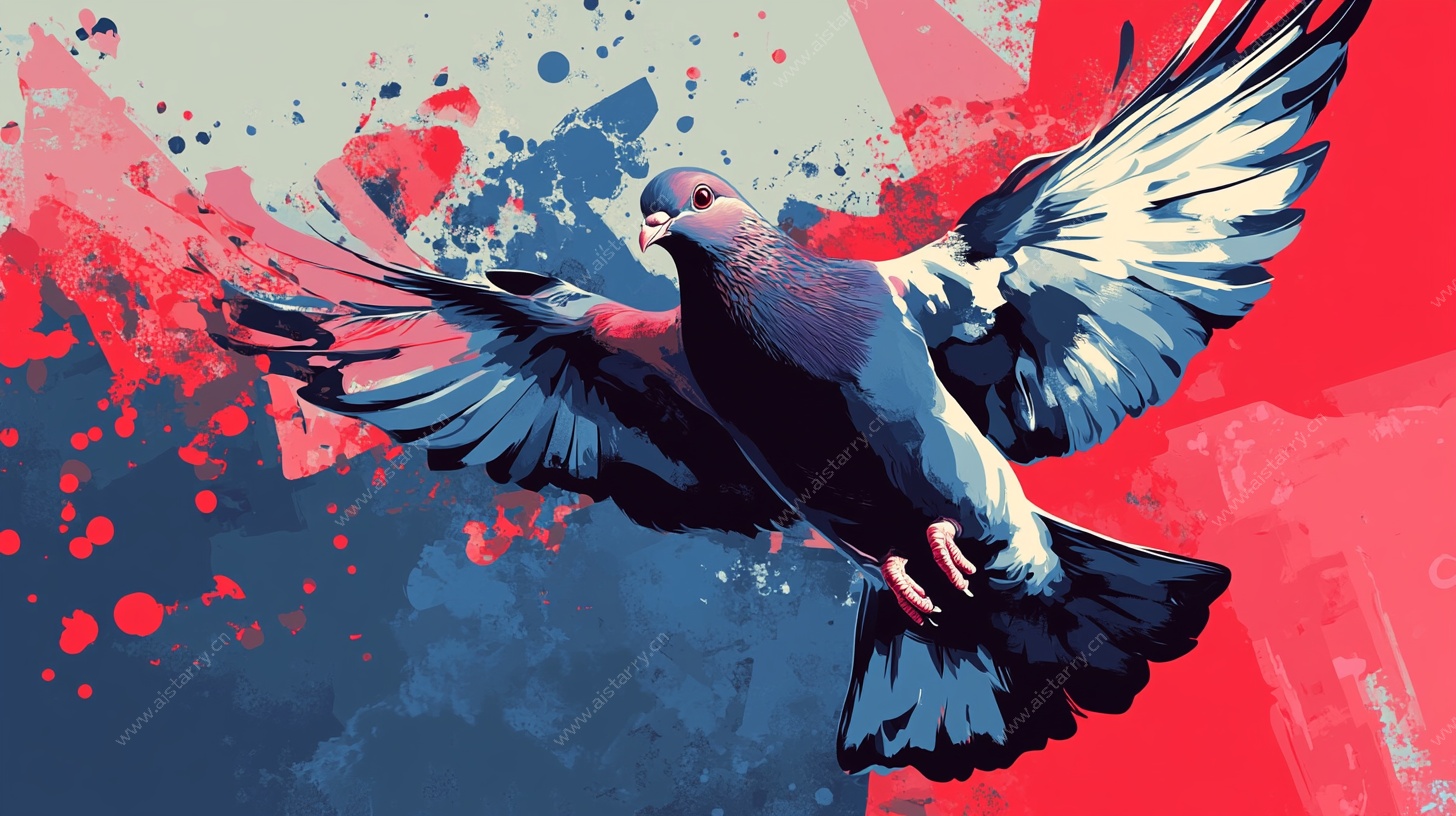 飞翔的涂鸦风格鸽子