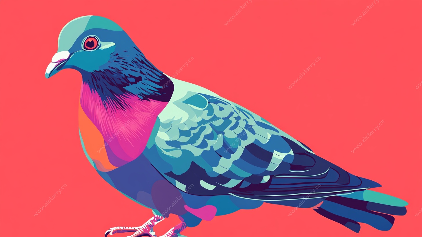 彩色几何风鸽子插画
