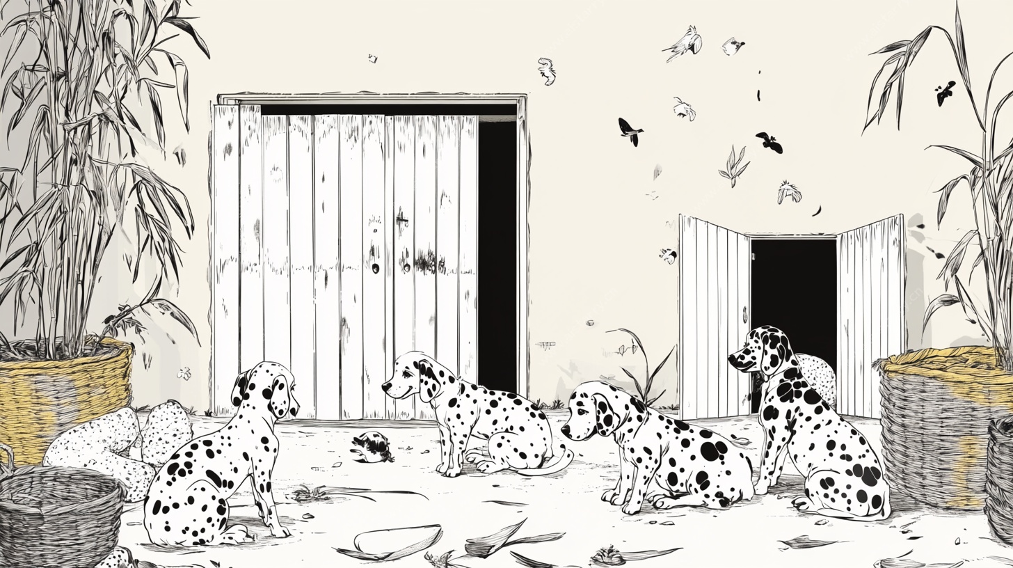 斑点狗在室内的悠闲场景