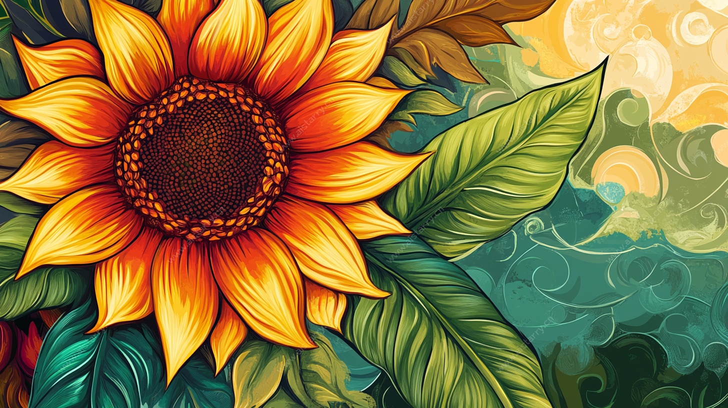 手绘向日葵插画