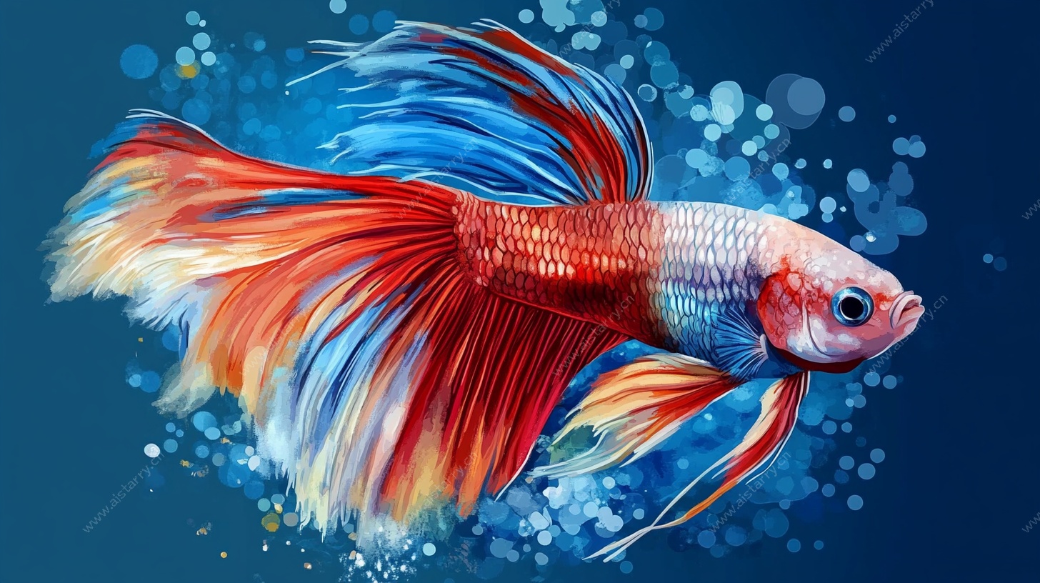 绚丽多彩的斗鱼插画