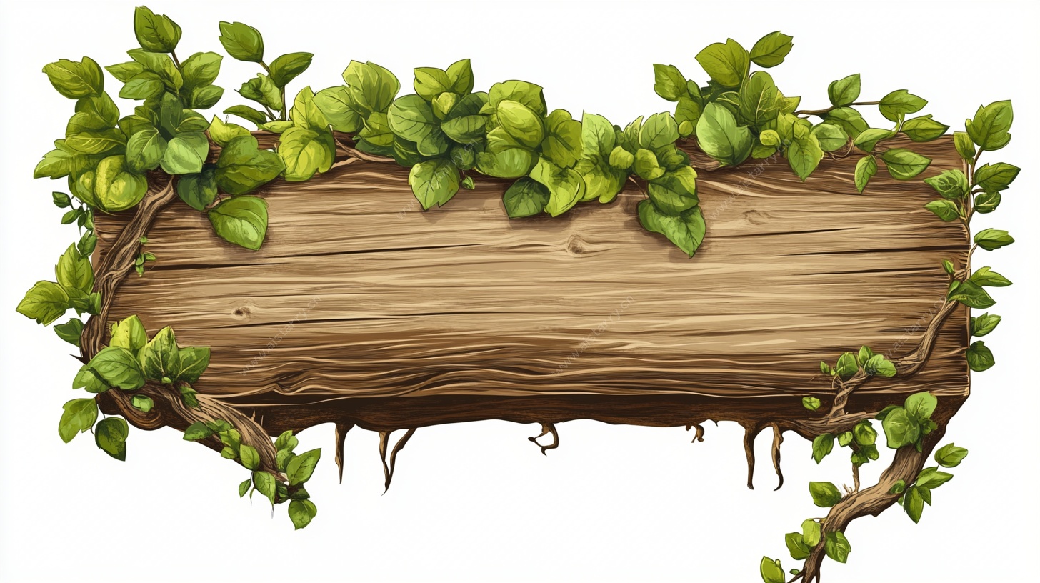 藤蔓缠绕的木质标牌