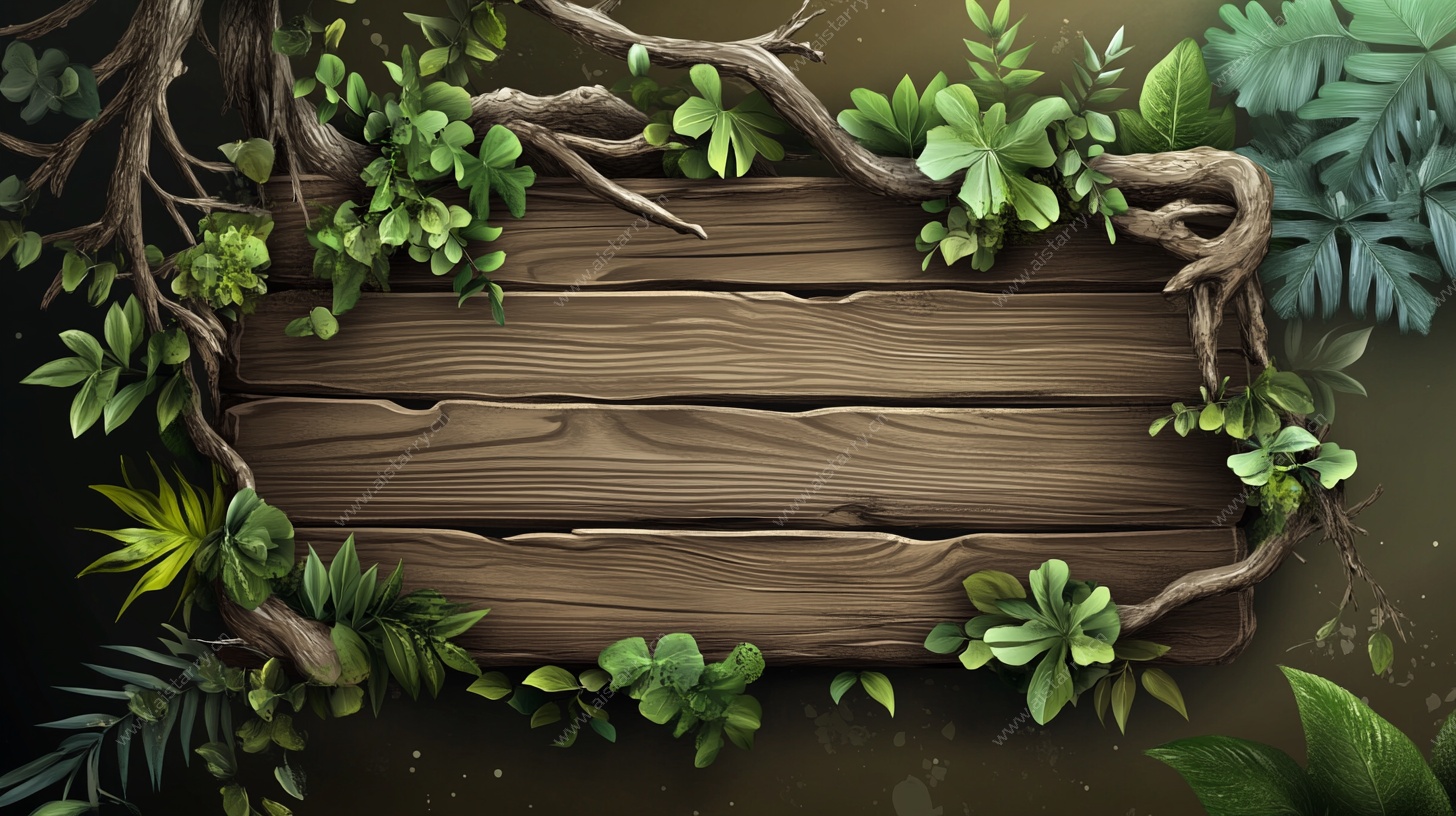 自然风木质绿植边框背景