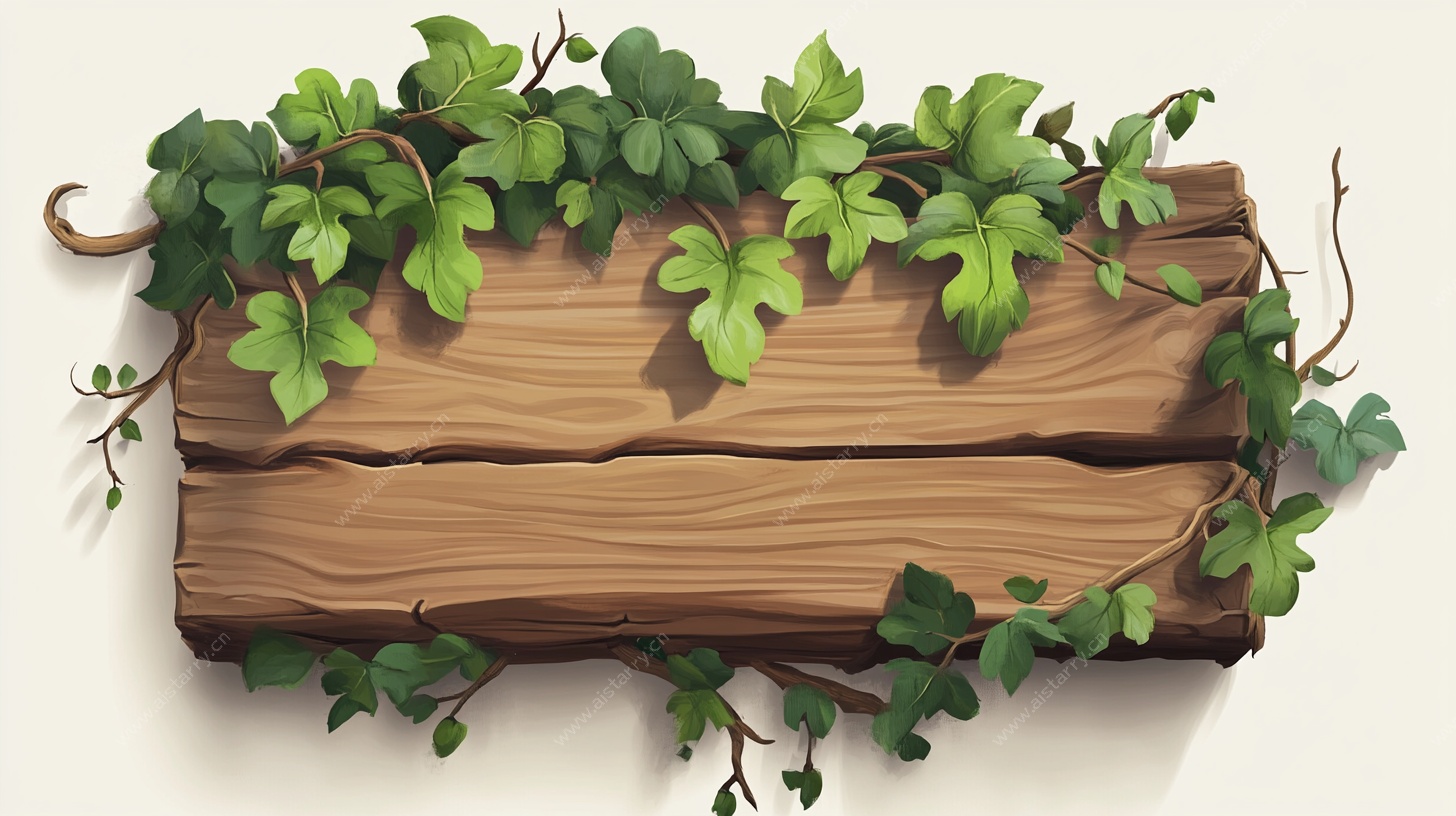 藤蔓缠绕的木质标牌