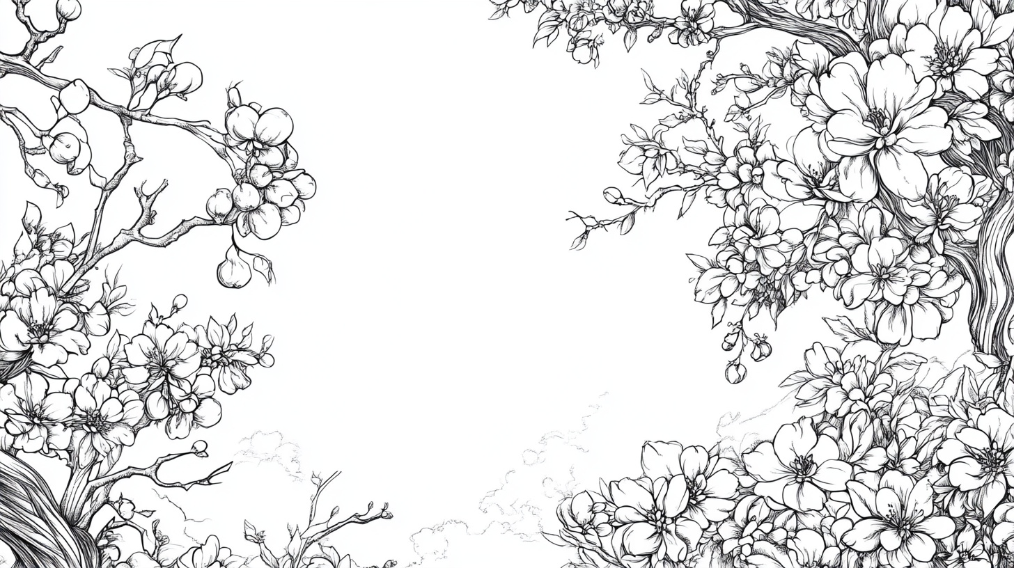 手绘花卉边框图案