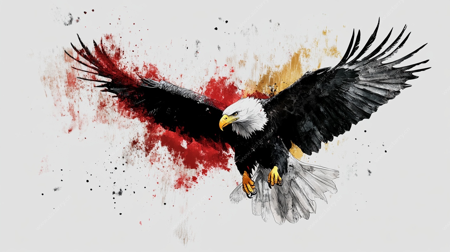 展翅雄鹰水彩艺术图