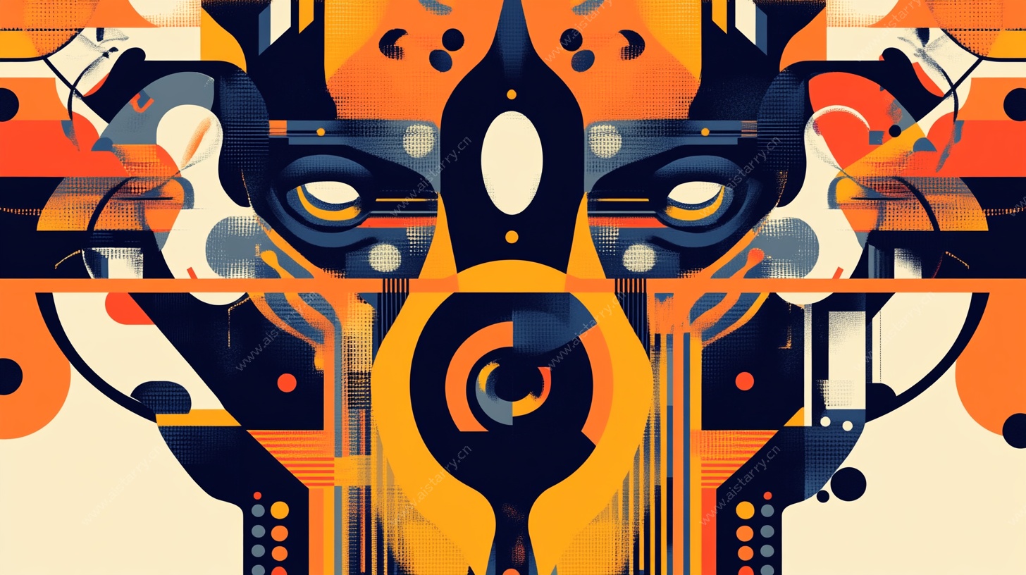 未来机械面孔插画