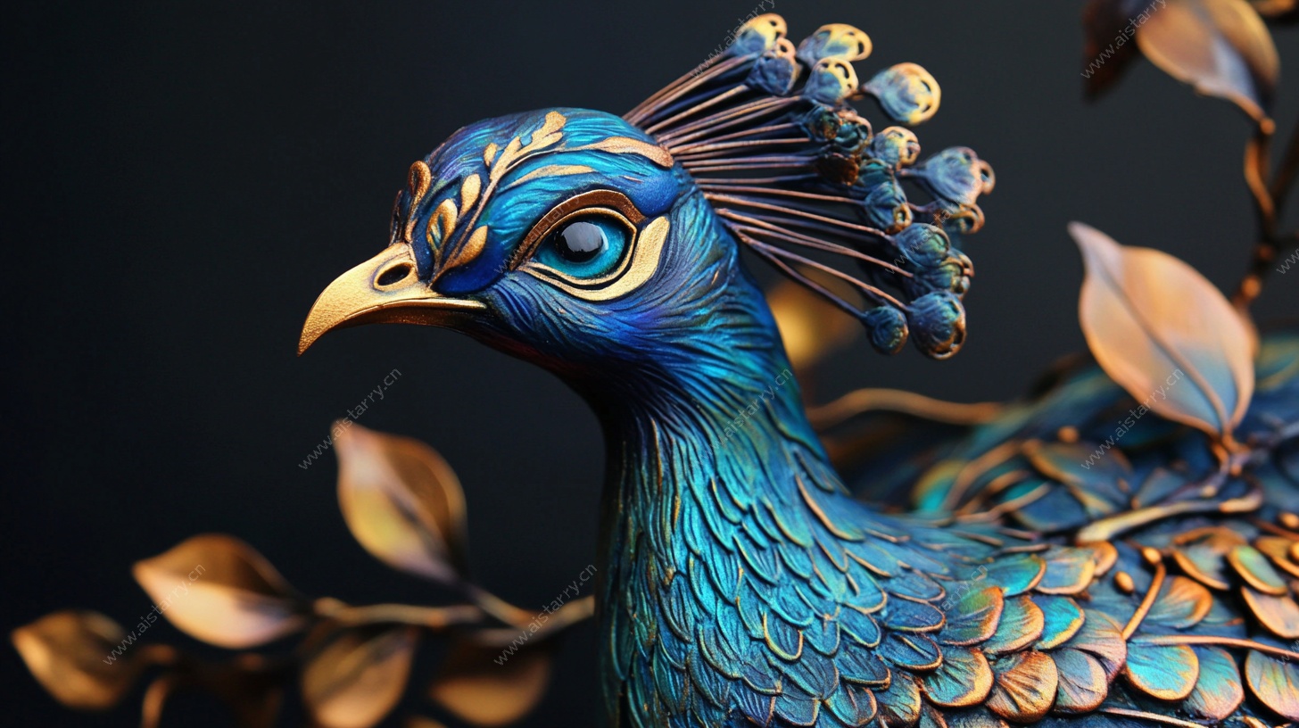 蓝金孔雀工艺品