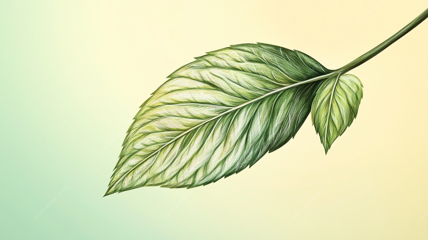 手绘清新绿叶植物插画