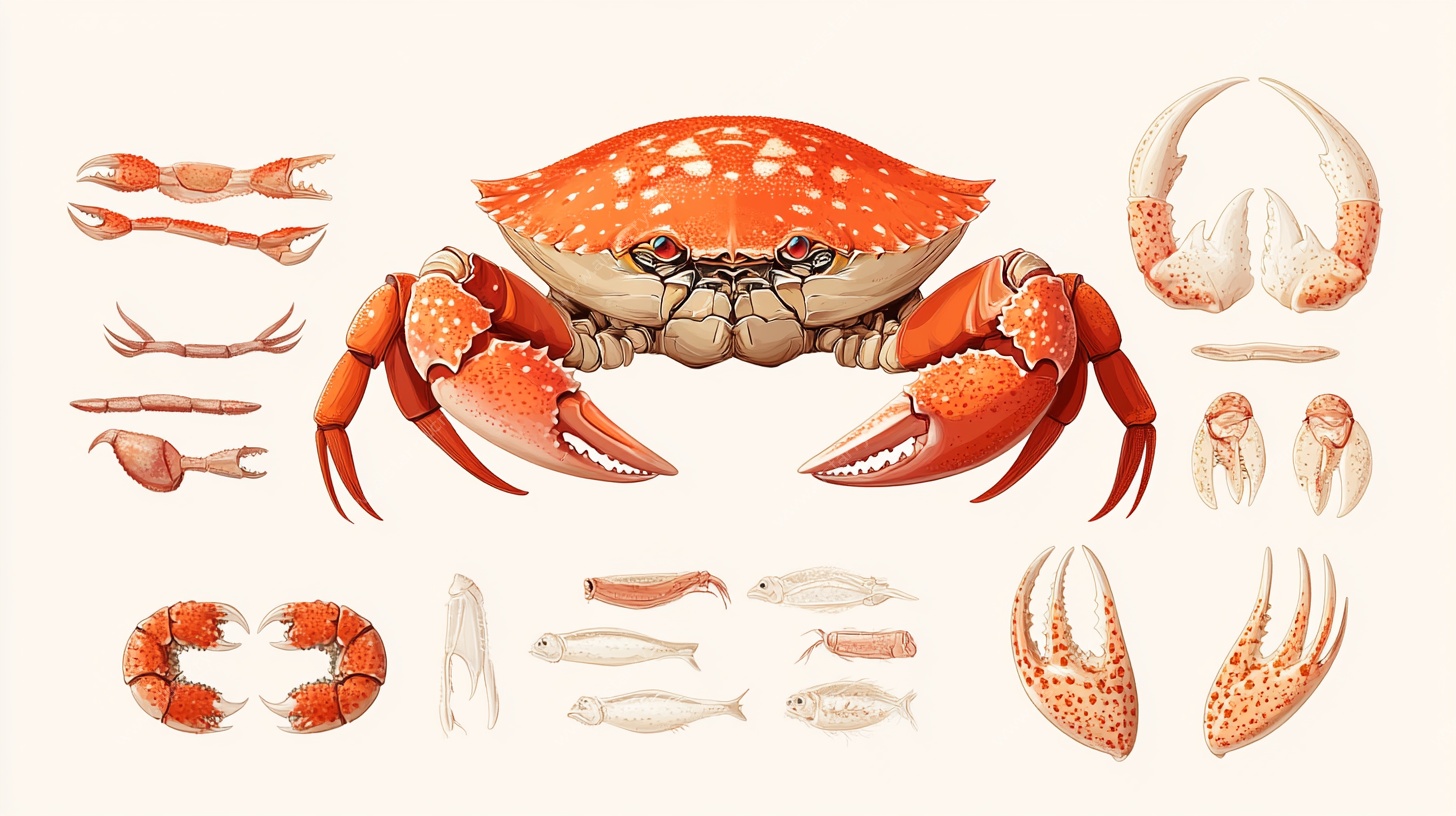 螃蟹解剖图 海鲜细节展示