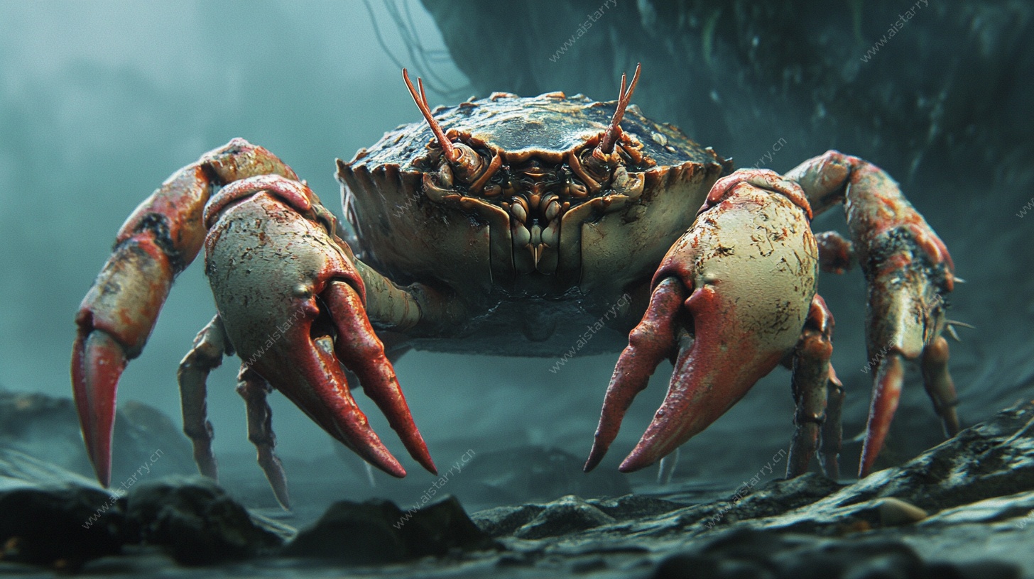 深海巨型螃蟹幻想插画