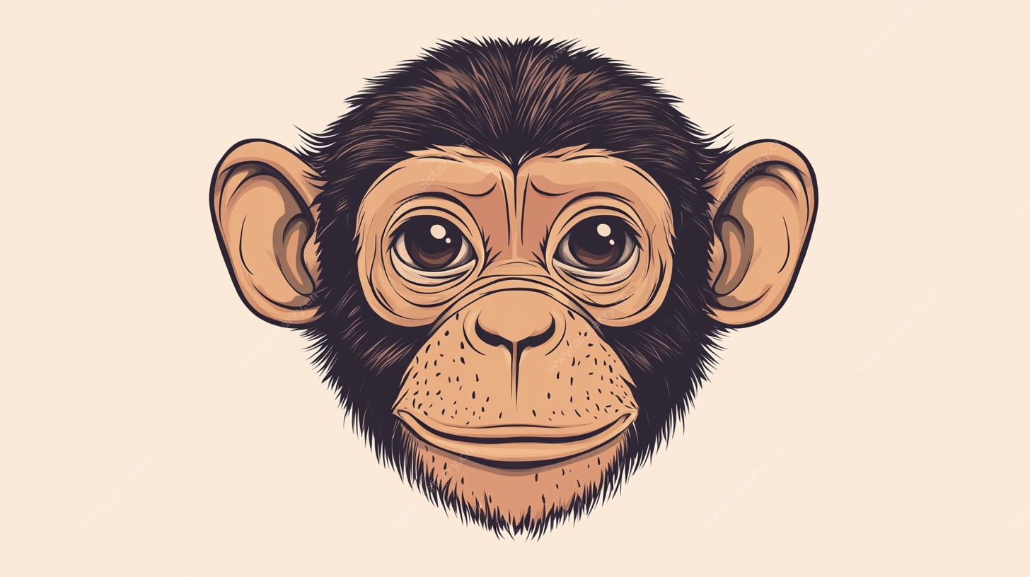 卡通猴子头像插画