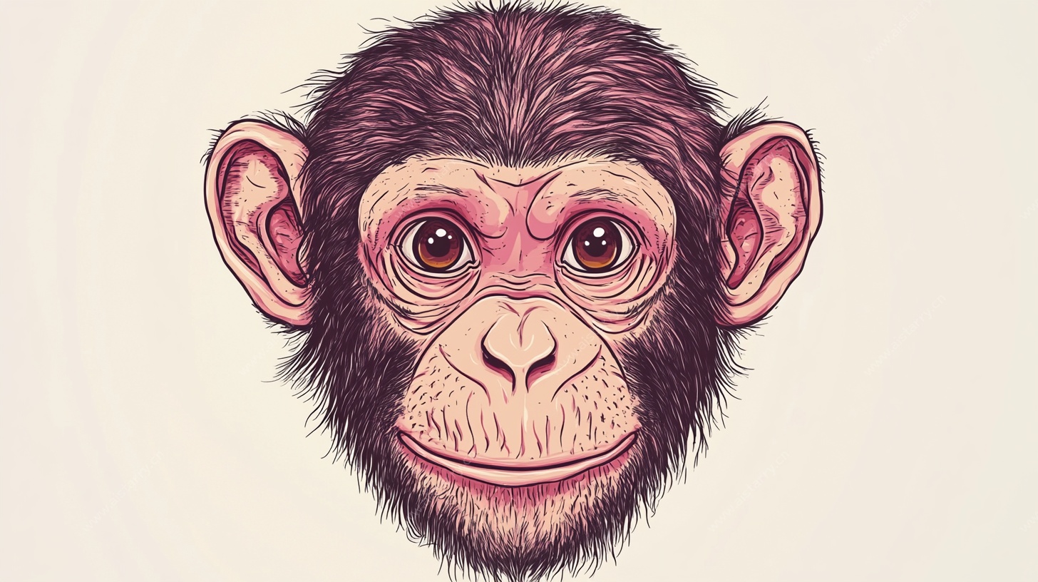 可爱猴子头像插画