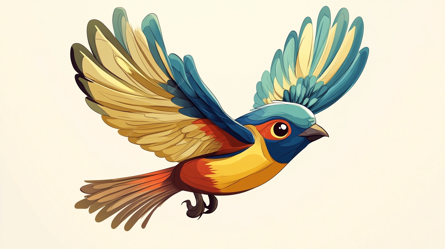彩色飞鸟插画