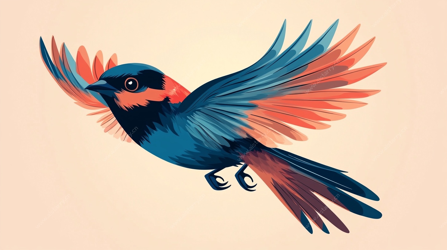 飞翔的多彩小鸟