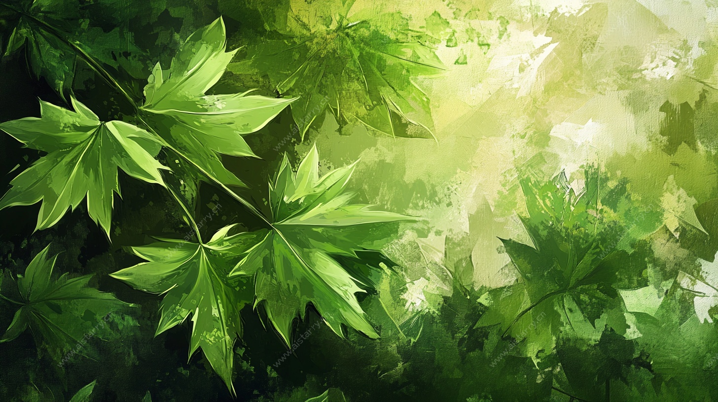 清新绿叶梦幻背景图