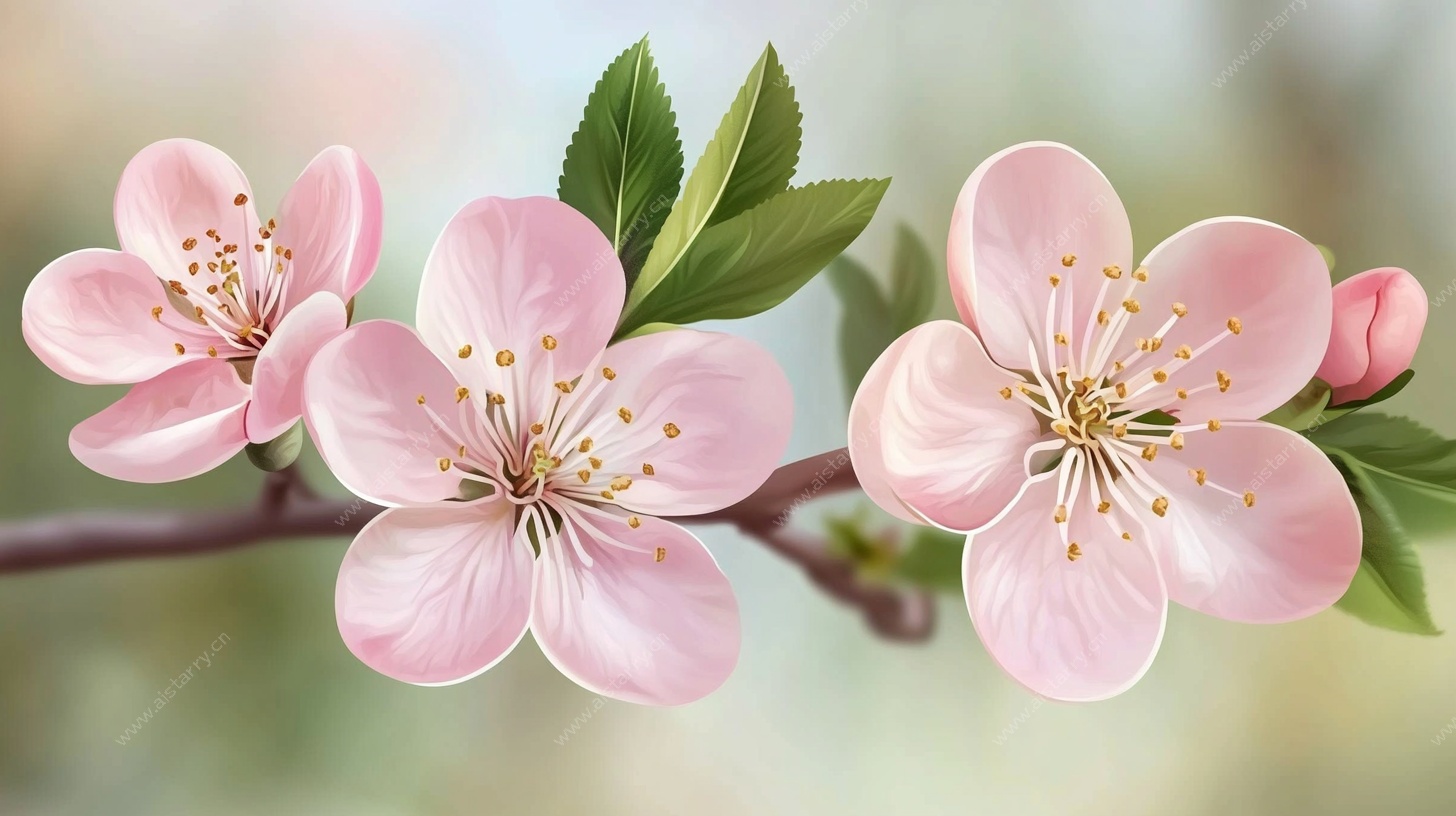 娇艳粉色樱花枝