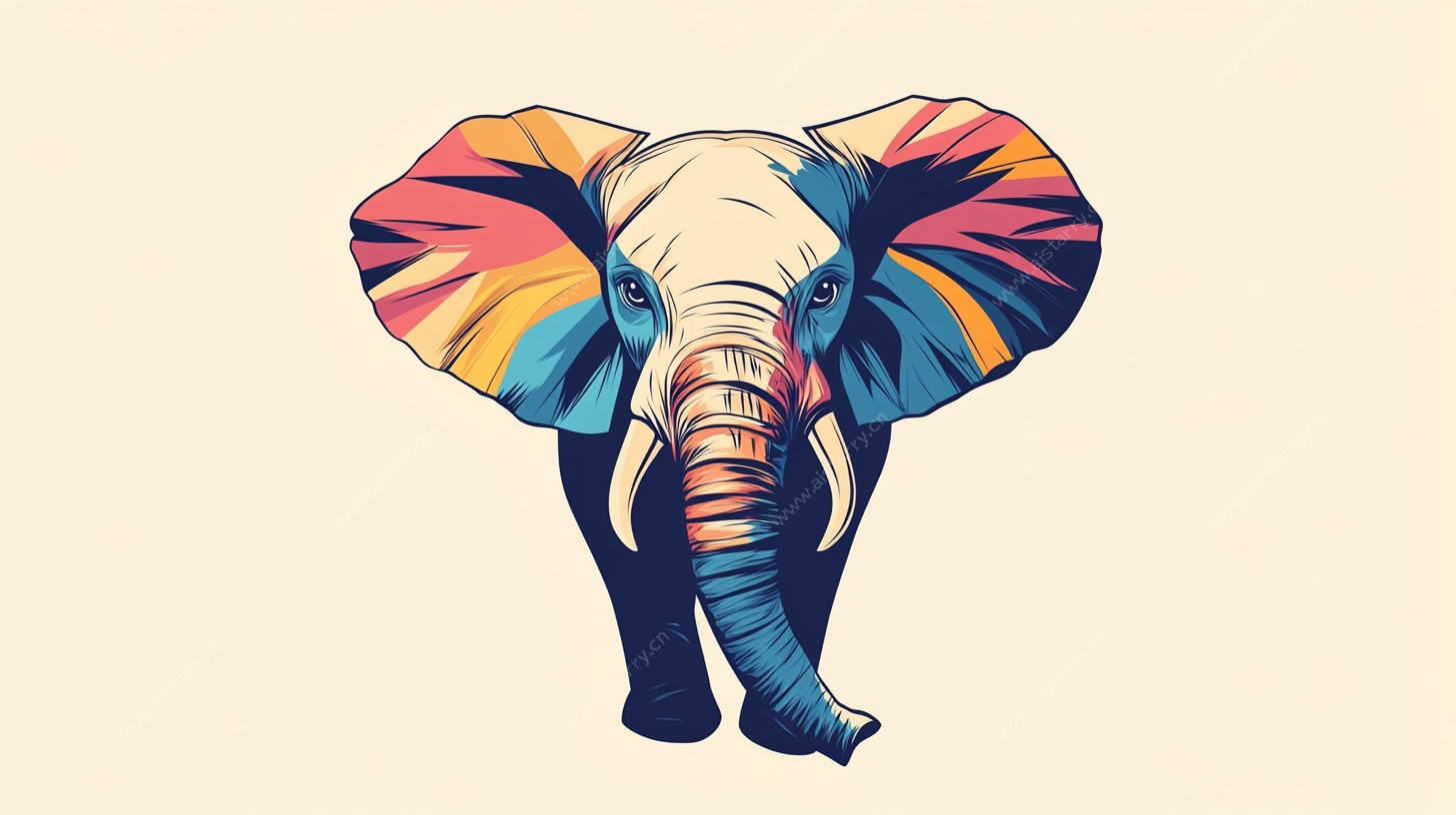 彩色大象插画